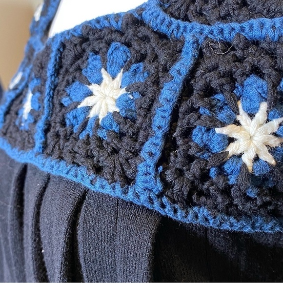 RXB women size M mixed knit granny squares babydoll boho hippie art to wear top - Picture 6 of 7